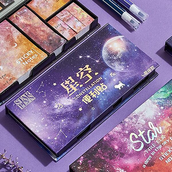 

1box Galaxy Print Random Sticky Note, Multicolor