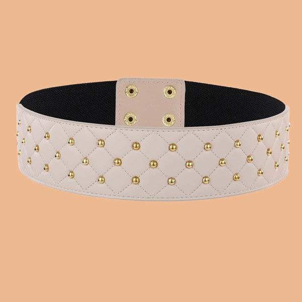

Studded Decor Belt, White