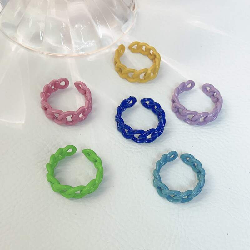 

6pcs Chain Cuff Ring, Multicolor