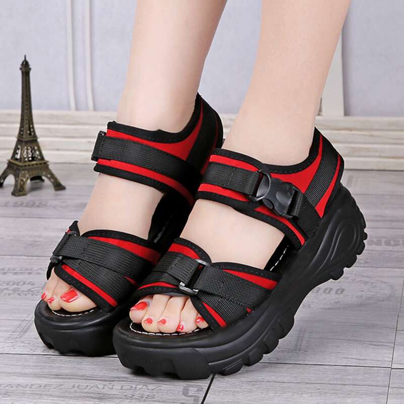 

Colorblock Strap Sport Sandals, Black