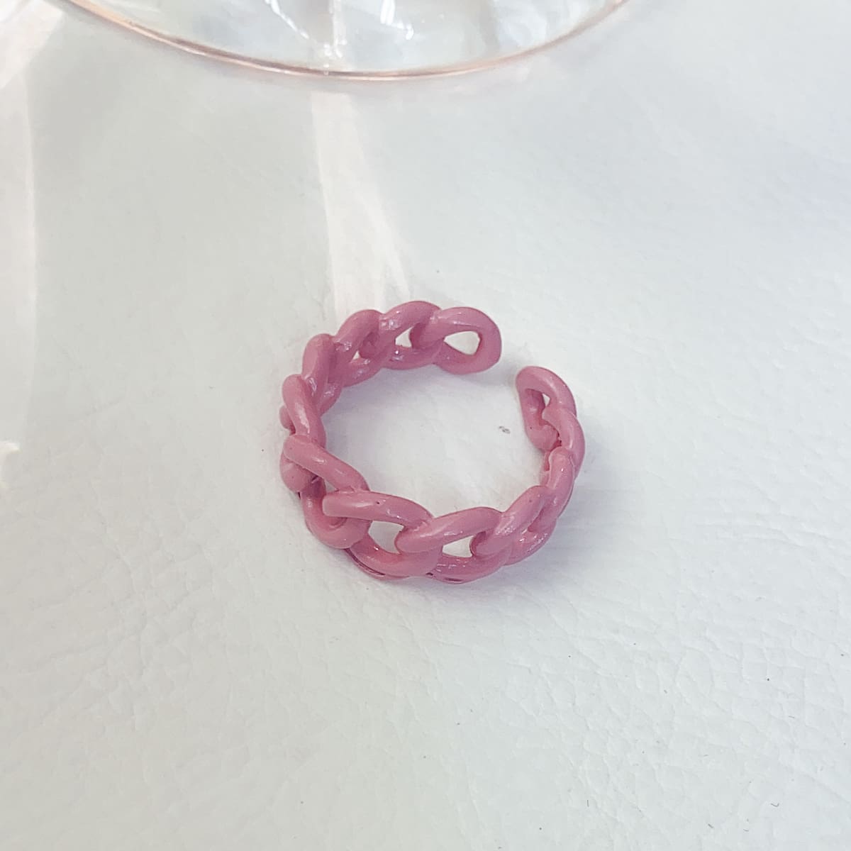 

Chain Design Cuff Ring, Pink