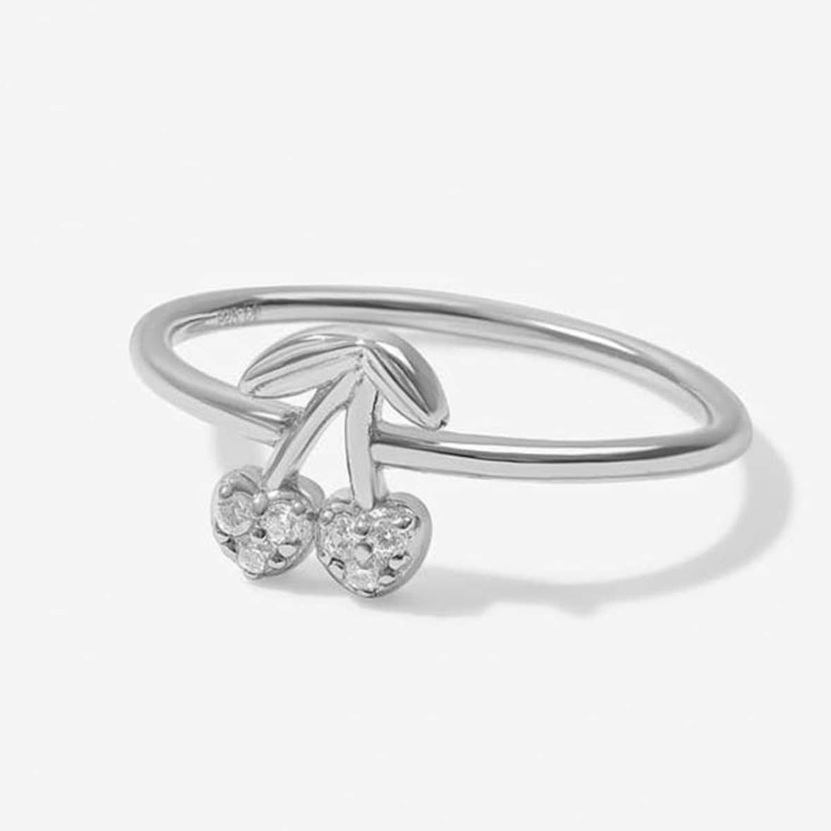 

Rhinestone Decor Cherry Decor Ring, Silver