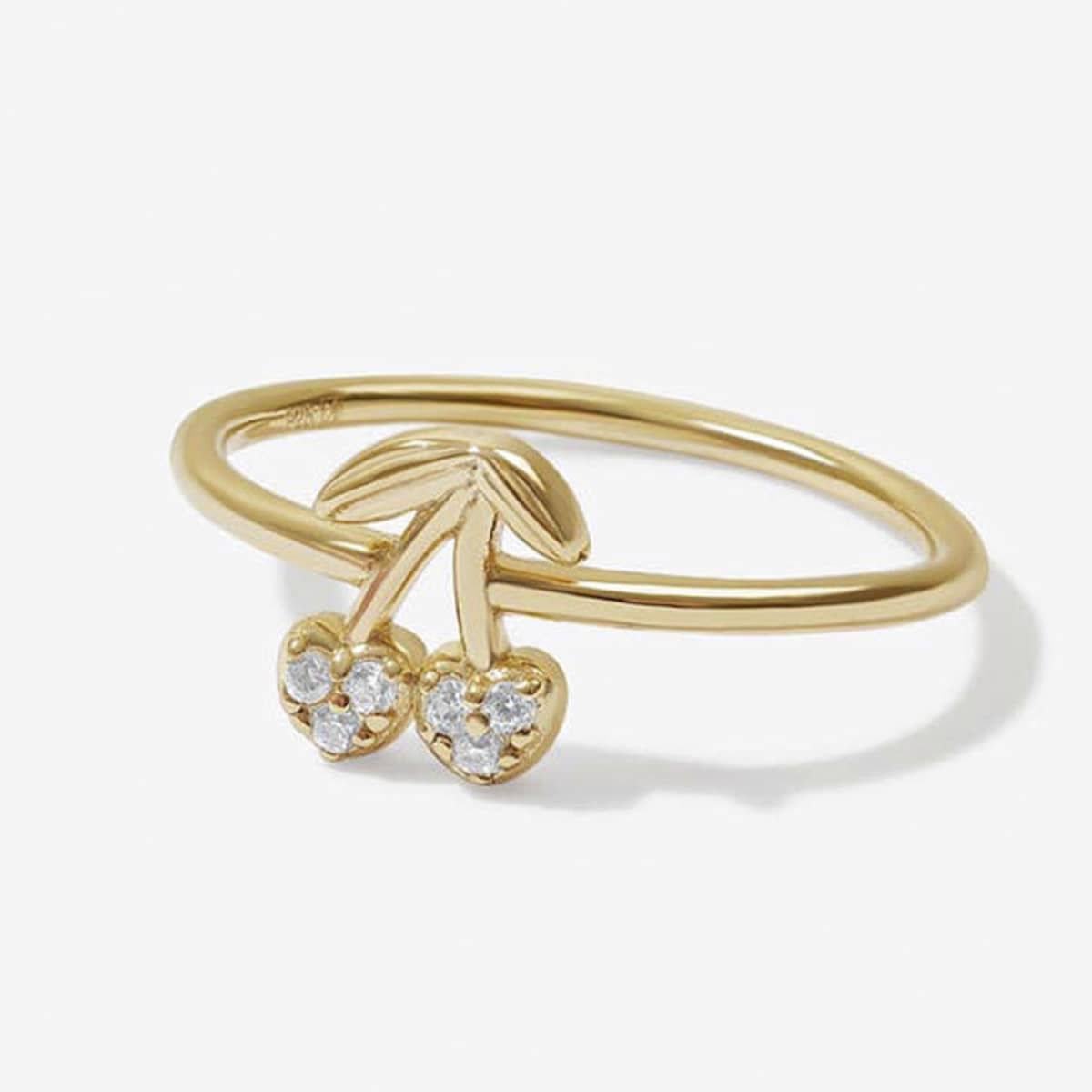 

Rhinestone Decor Cherry Decor Ring, Gold