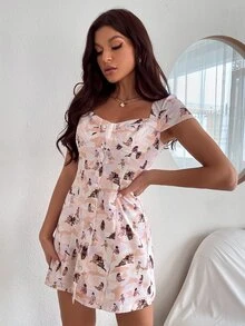 SHEIN Unity Figure & Camo Print Fitted Dress - Multicolor - View 3