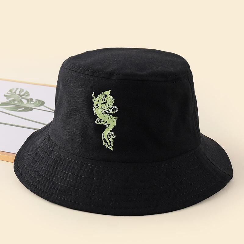 

Dragon Graphic Bucket Hat, Black