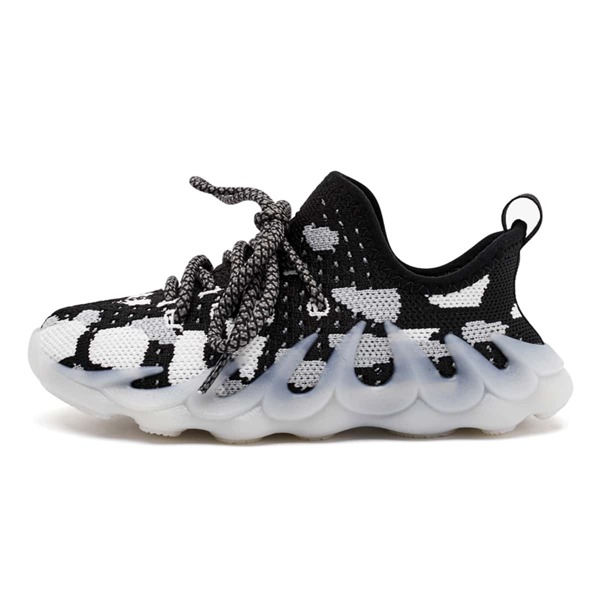 

Boys Lace-up Decor Sneakers, Black and white