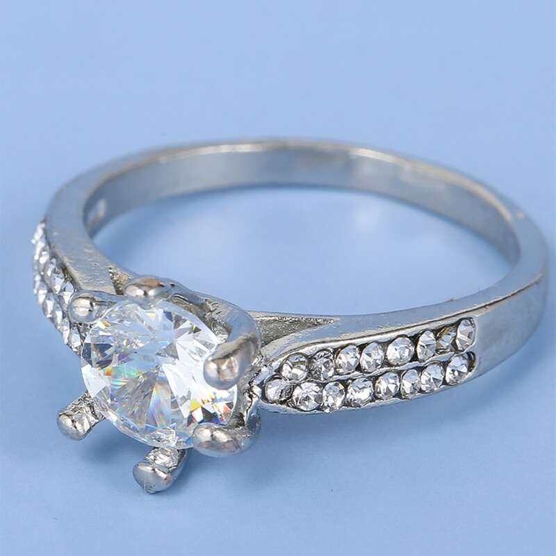 

1pc Rhinestone Decor Ring, Silver
