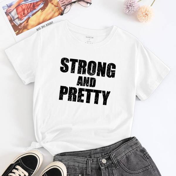 

Slogan Graphic Round Neck Tee, White