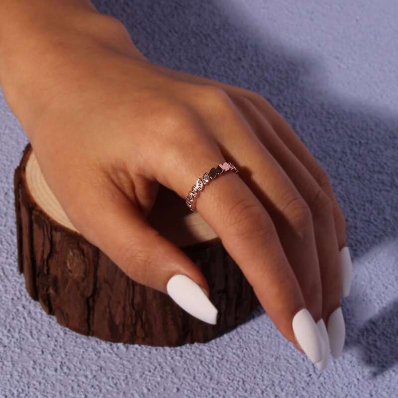 

1pc Rhinestone Decor Ring, Rose gold