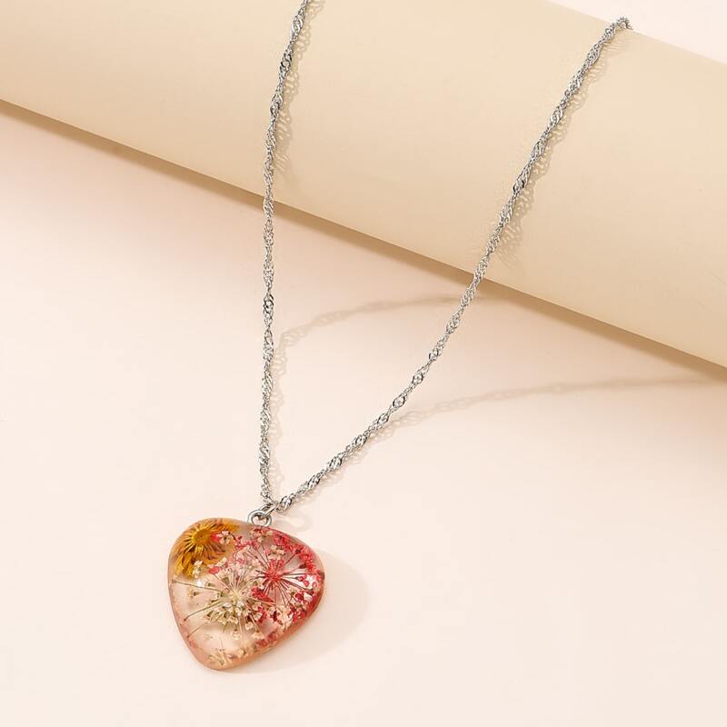 

Flower Pendant Necklace, Silver