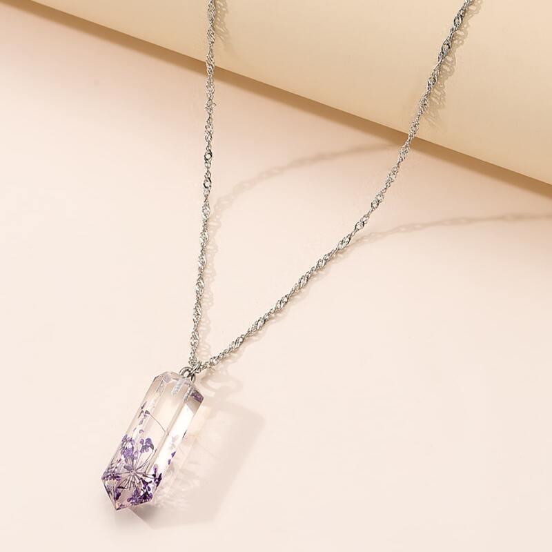 

Flower Pendant Necklace, Silver