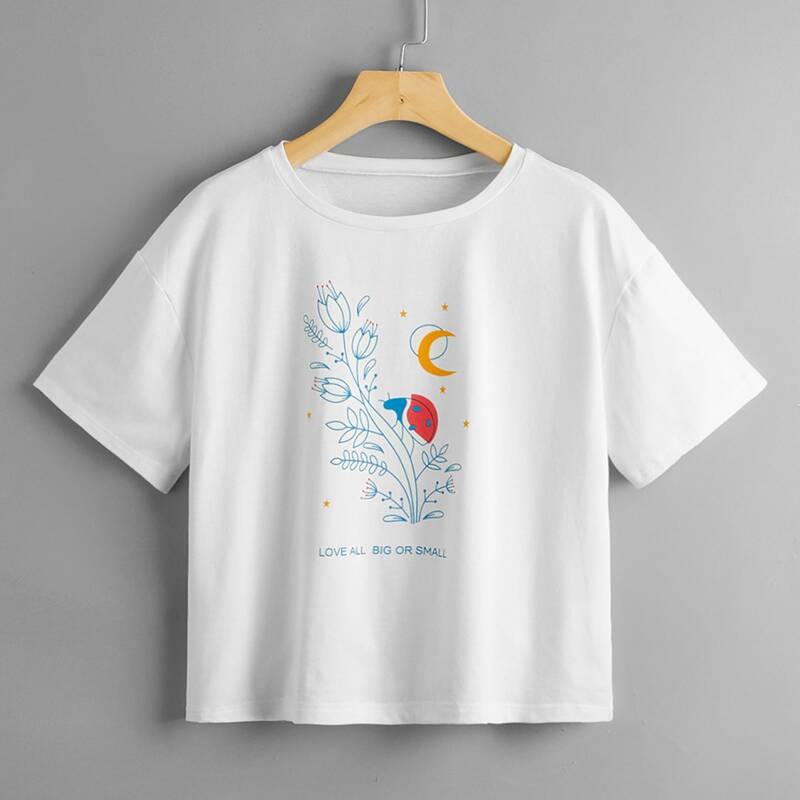 

Letter Floral Graphic Tee, White