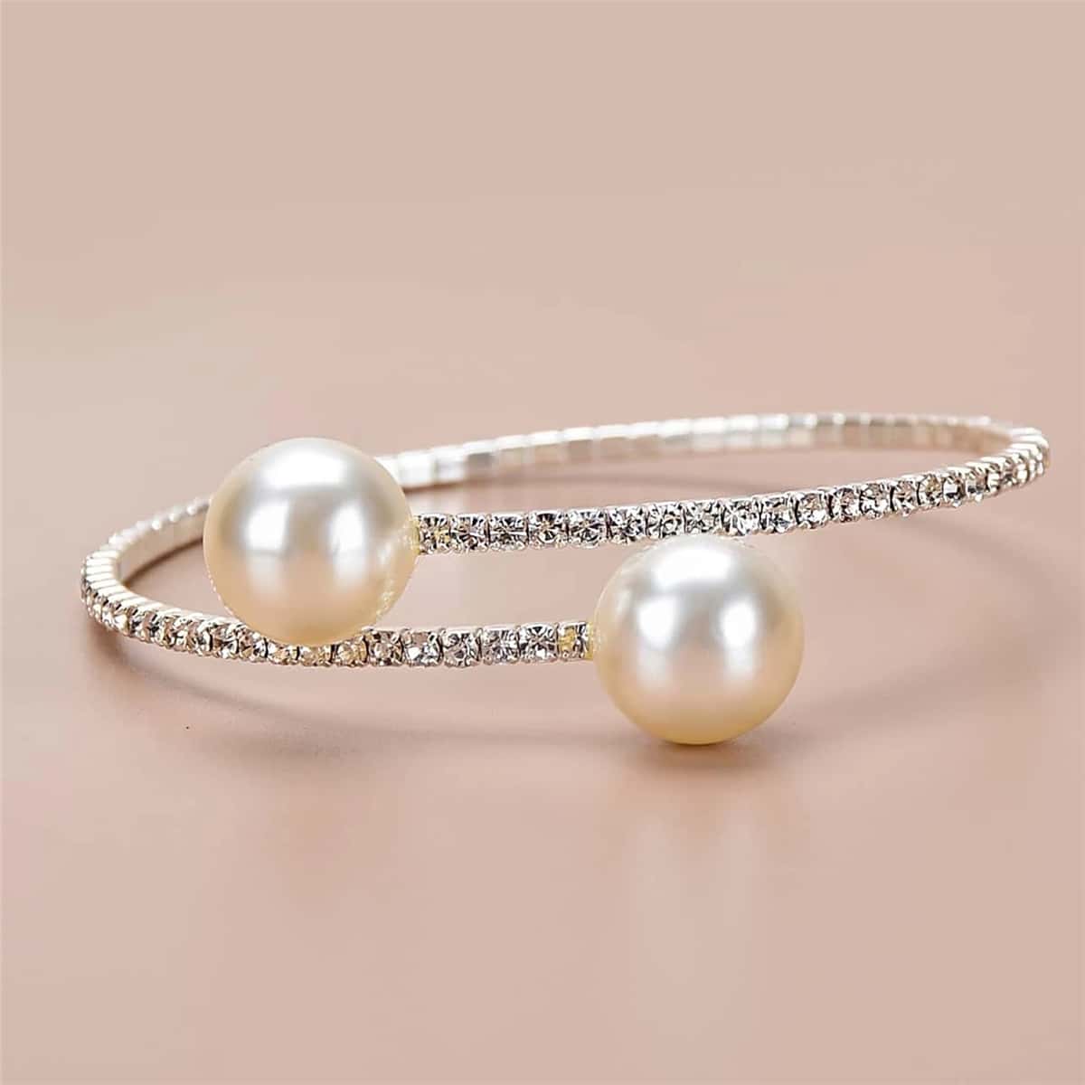 

Faux Pearl Decor Bracelet, Silver