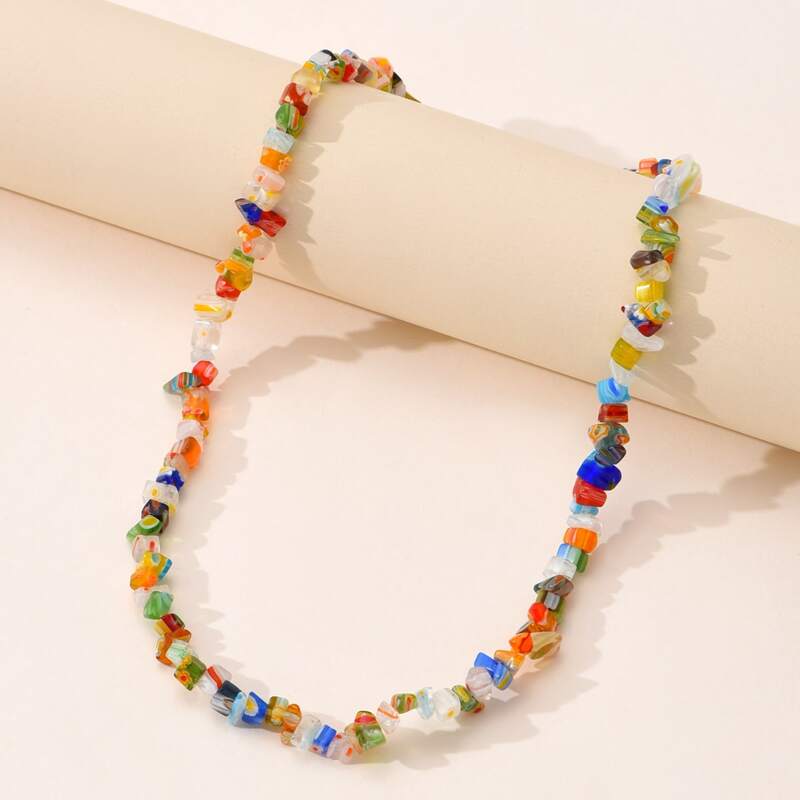 

Stone Beaded Necklace, Multicolor