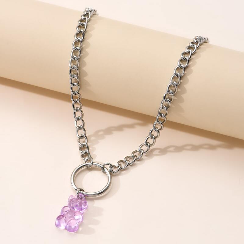 

Bear Pendant Necklace, Silver