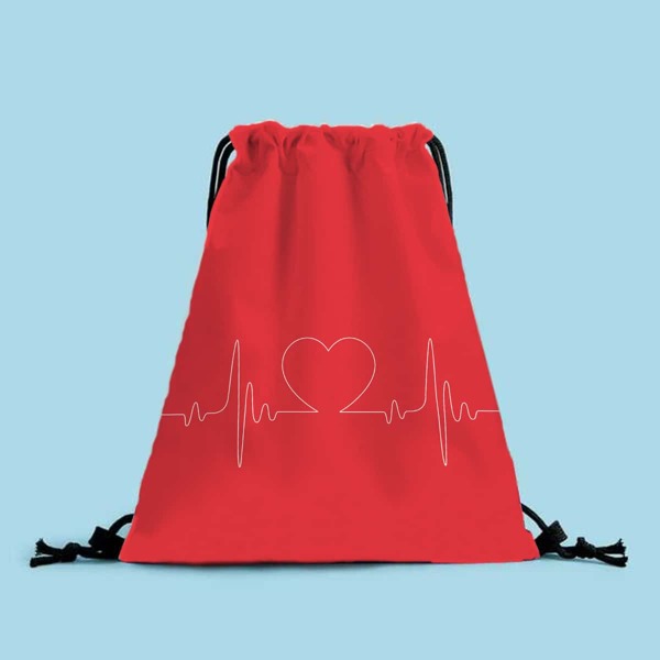 

Electrocardiogram Pattern Drawstring Backpack, Red