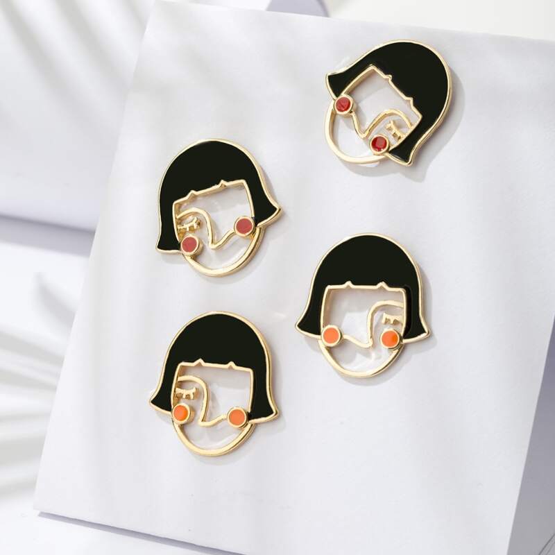 

2pairs Figure Stud Earrings, Multicolor