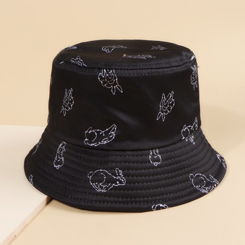

Rabbit Graphic Bucket Hat, Black