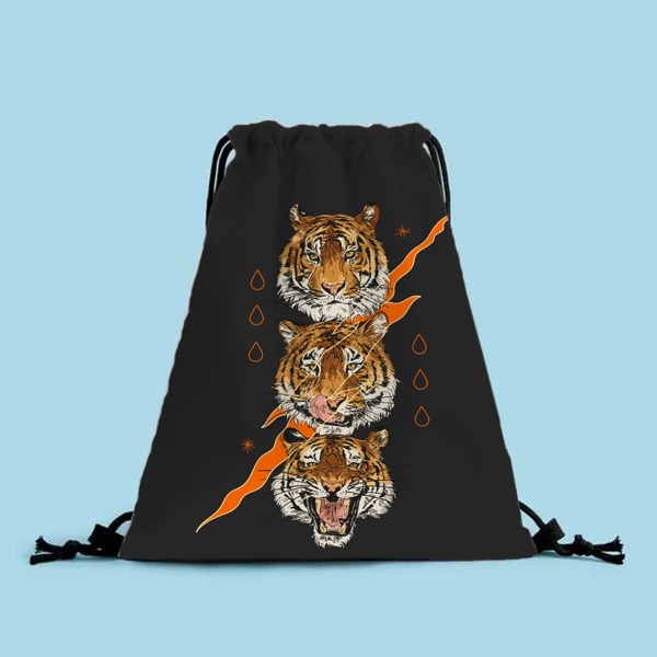 

Рюкзак на кулиске с принтом тигра, Чёрный