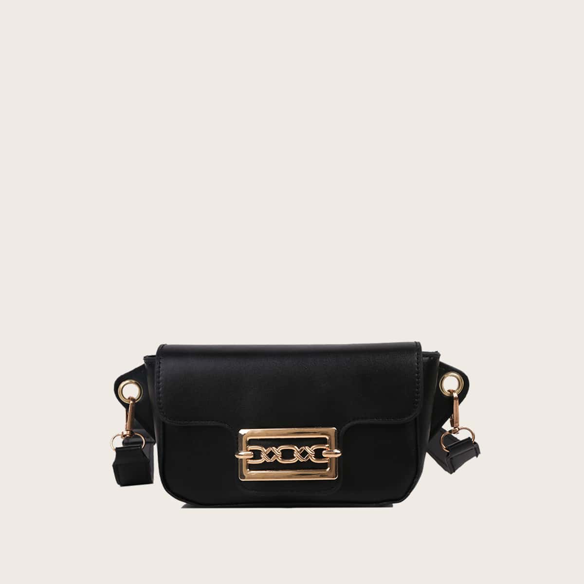 

Chain Buckle Crossbody Bag, Black