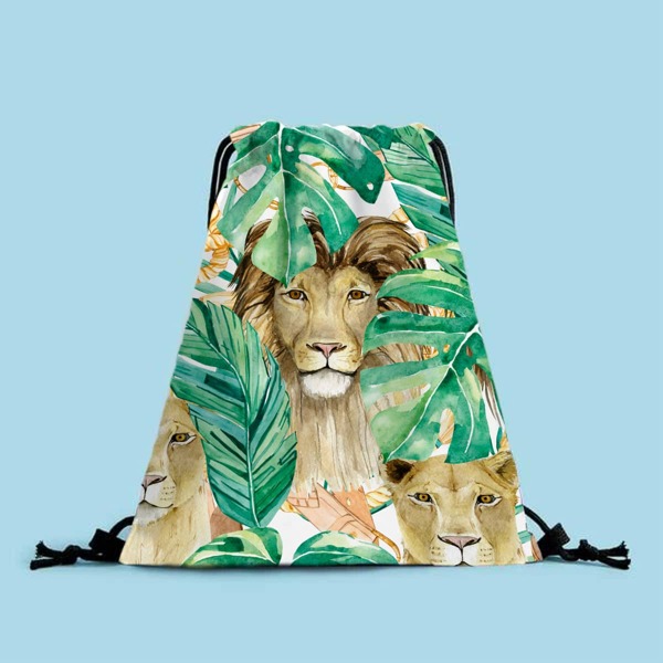 

Lion Graphic Drawstring Backpack, Multicolor