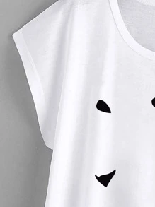 SHEIN LUNE Plus Figure Graphic Batwing Sleeve Tee - White - View 3