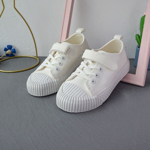 

Boys Velcro Strap Canvas Shoes, White