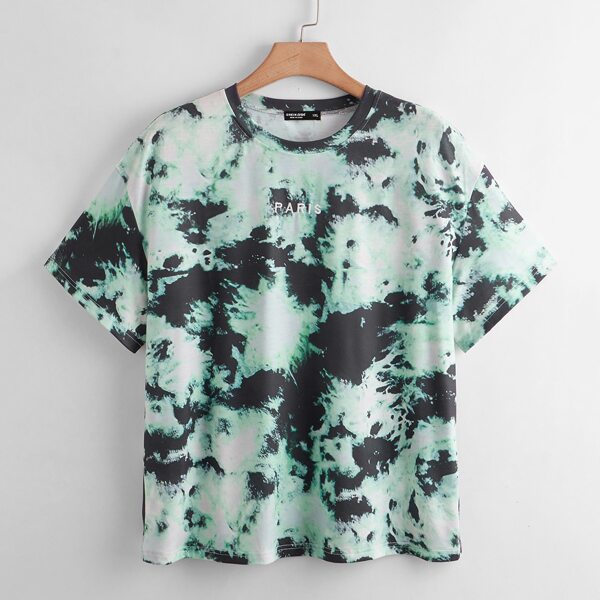 

Plus Letter Embroidery Tie Dye Tee, Multicolor
