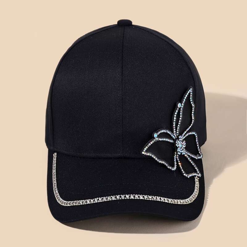 

Butterfly Rhinestone Baseball Cap, Black