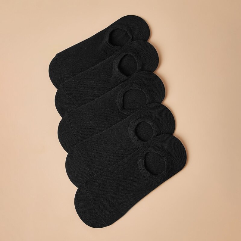 

5pairs Solid Invisible Socks, Black
