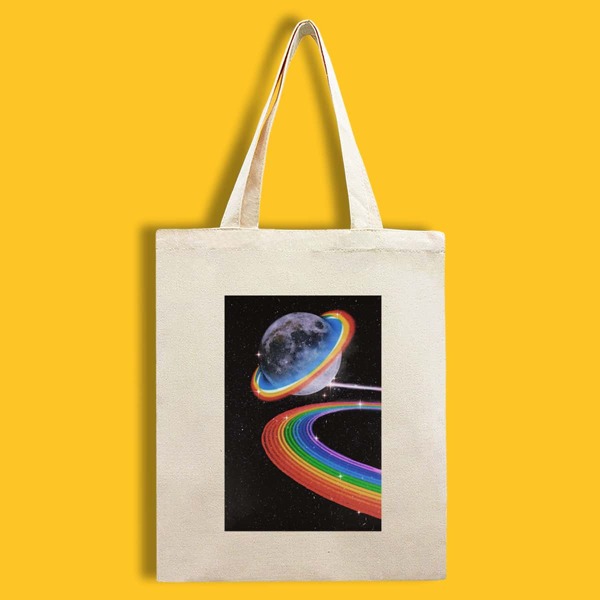 

Planet Graphic Shopper Bag, Beige