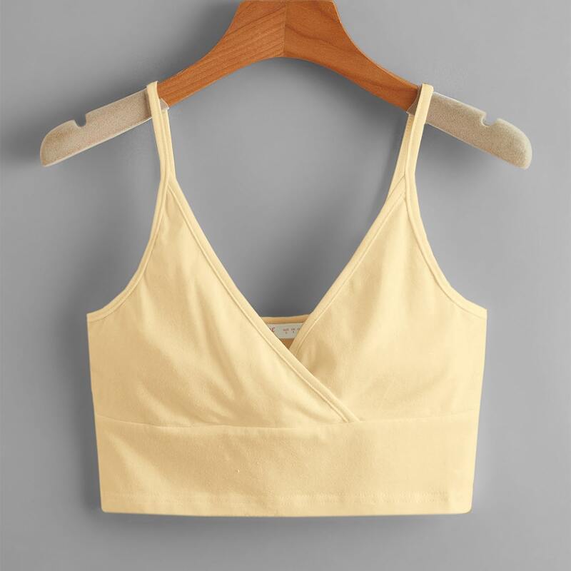 

Solid Wrap Crop Cami, Yellow