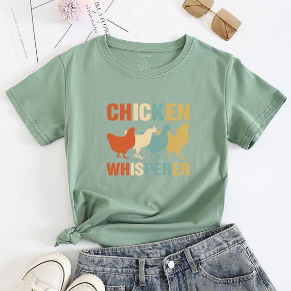 

Letter Graphic Short Sleeve Tee, Mint green