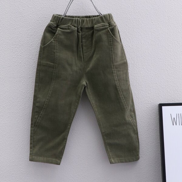 

Toddler Boys Patched Slant Pockets Pants, Army green