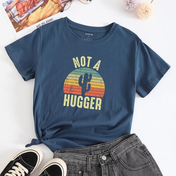 

Slogan Graphic Short Sleeve Tee, Navy blue