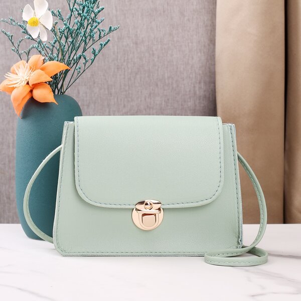 

Push Lock Flap Crossbody Bag, Green