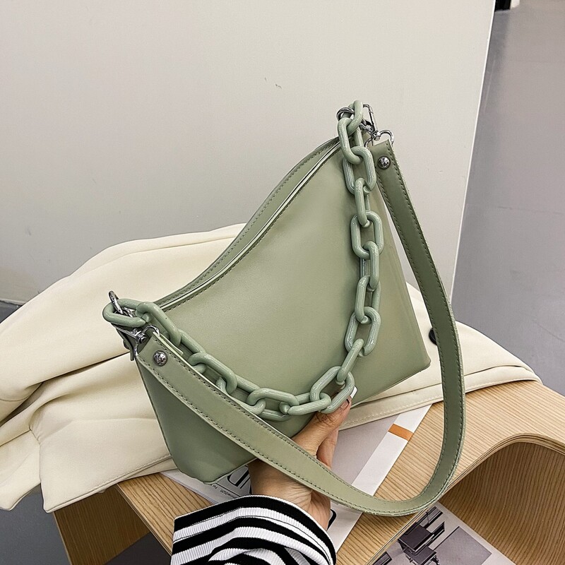 

Solid Chain Shoulder Bag, Green