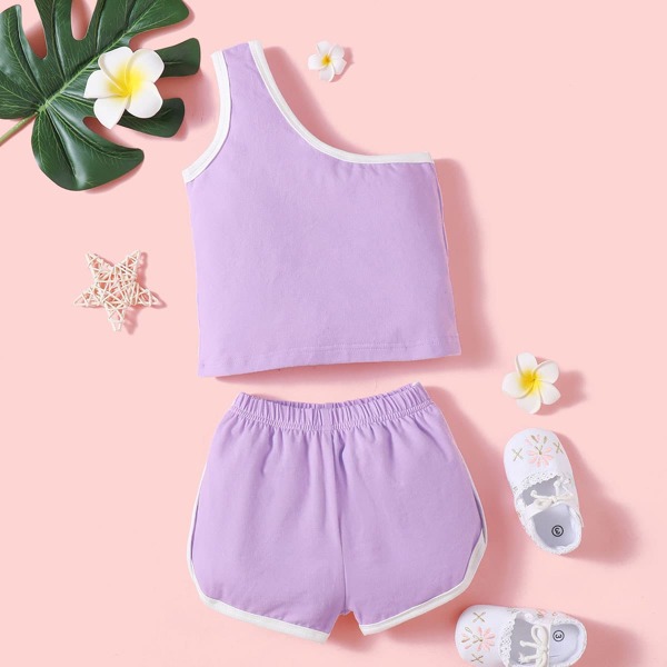 

Baby Girl Binding Top & Track Shorts, Lilac purple