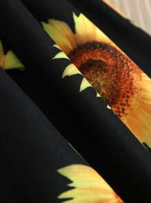 SHEIN 小女童向日葵拼接腰帶擴口洋裝