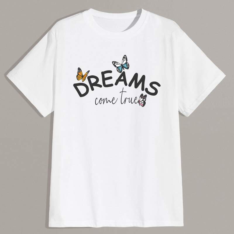 

Guys Letter Butterfly Graphic Tee, White