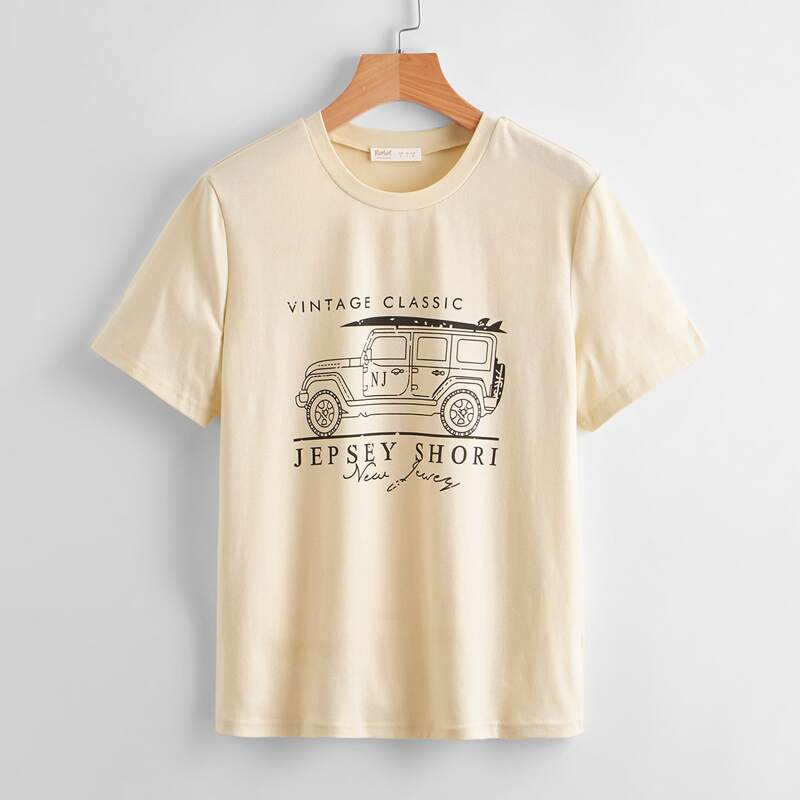 

Letter Car Graphic Tee, Beige