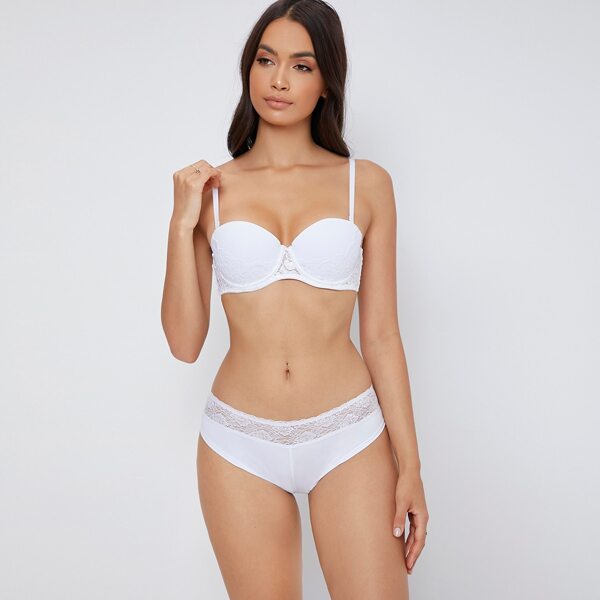 

Contrast Lace Panty, White