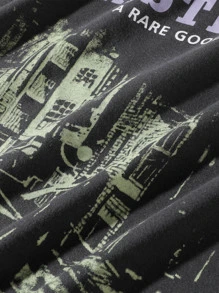 Manfinity Hypemode Men Slogan And Figure Graphic Tee - Dark Grey - View 4