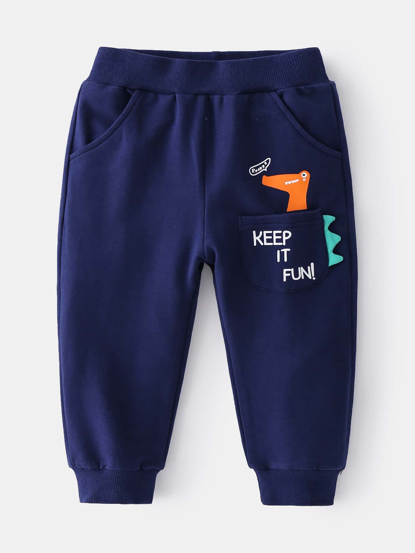 Pantalones Joggers para Niños Bolsillo Dibujos animados - Azul Marino - Añade 1