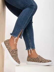 Ladies' Soft, Comfortable And Classic Outdoor-inspired Slip-on Shoes, Four-season Versatile Design, Flat Heel With Elastic Band