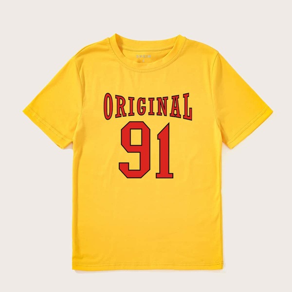 

Letter Graphic Crew Neck Tee, Yellow