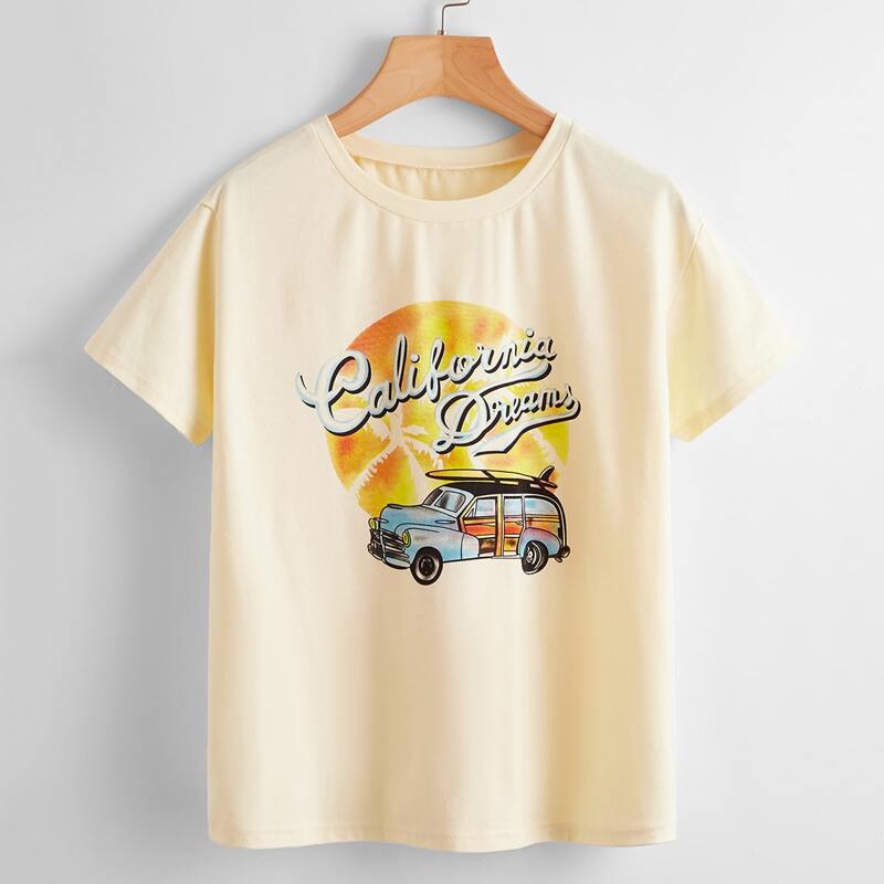 

Letter Graphic Tee, Beige