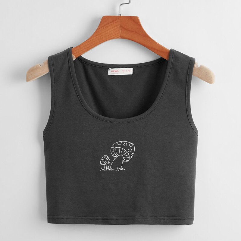 

Mushroom Graphic Tank Top, Dark grey
