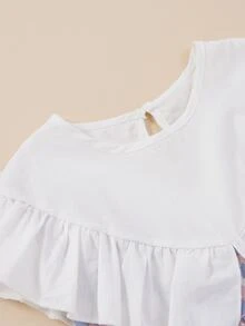 小女童花卉荷葉邊娃娃洋裝