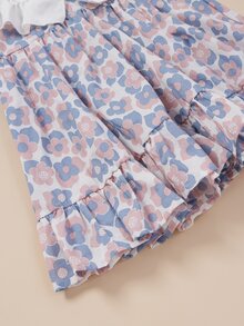 小女童花卉荷葉邊娃娃洋裝